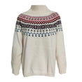 thumbnail image 4 of Conairie Fair Isle Sweater for Women Crew Neck Sweater Striped Design Loose Fashion Fall Winter Long Sleeve Pullovers Top Multicolor Beige S, 4 of 4