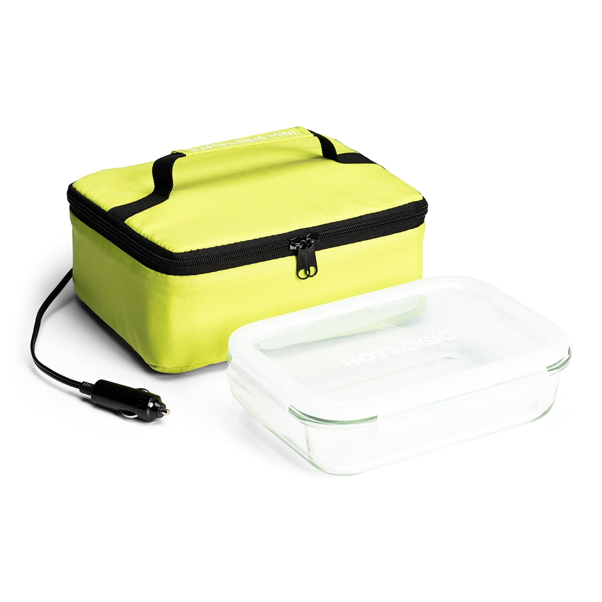 HOTLOGIC Food Warming Tote, Lunch Bag 12V with Glass Dish, Green