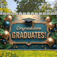 thumbnail image 5 of Pink Theme Graduation Banner Gold Stars Congrats Display Glitter Design Pink Balloons Grad Backdrop for Graduation Ceremony College Graduation Grad Party, 5 of 9