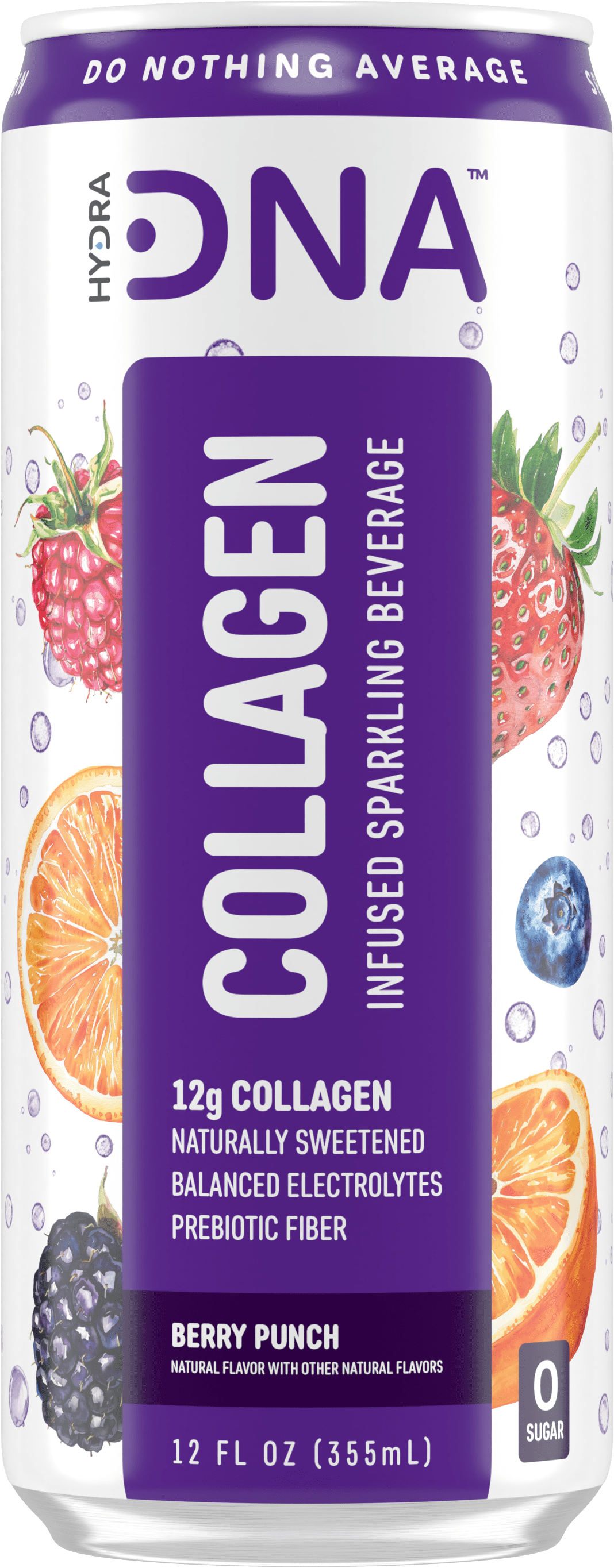 HYDRADNA Berry Punch Collagen Protein Sparkling Water, Sugar-Free, Keto-Friendly, Gluten-Free, 12 Pack, 12 fl oz