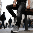 thumbnail image 4 of Men's Black Washed Straight Leg Stretch Jeans: Contrast Stitch Denim | Comfort Flex Fabric, Standard (30-40) & Big & Tall (1XL-6XL) Sizing, 4 of 7