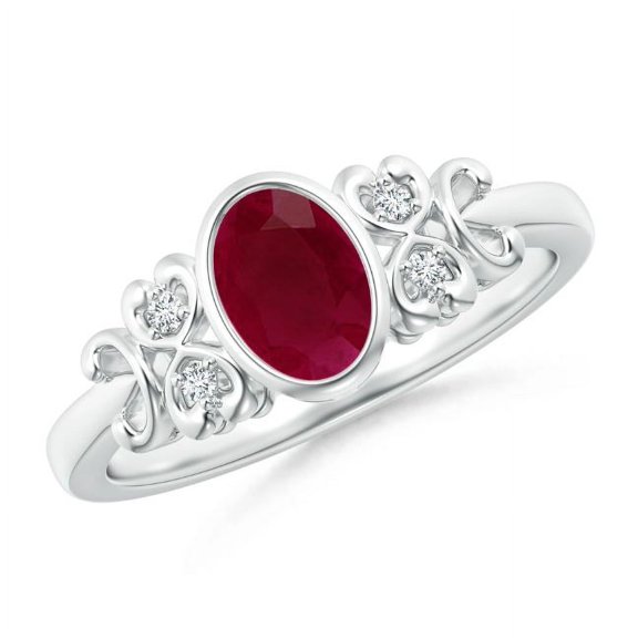 Oval Shape Red Ruby CZ Diamond Band Ring Women 925 Sterling Silver July Birthstone Christmas New Year Gift Gemstone Jewelry