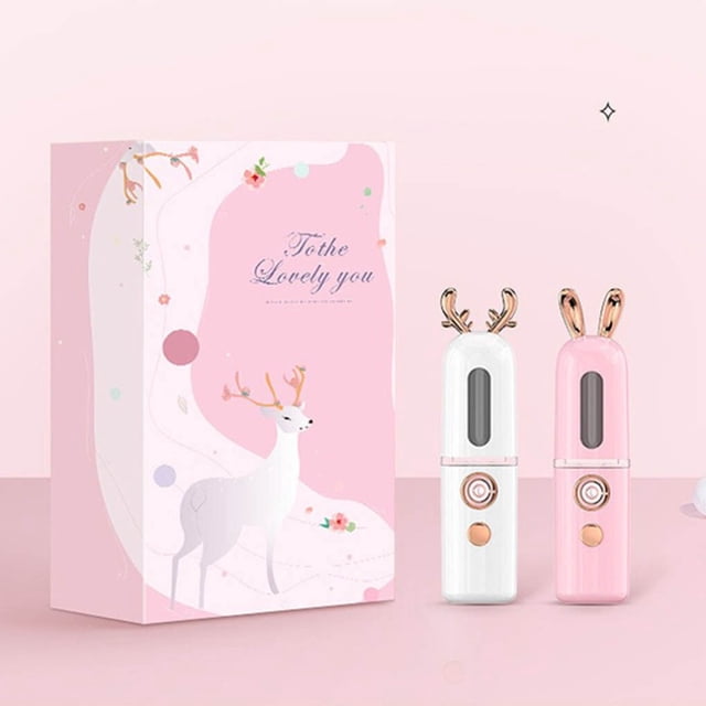 pitrice Mini Face Humidifier Facial Skin Moisturizing Mist Spray Portable Rechargeable Cold Spray Atomizer, Type 2, Pink