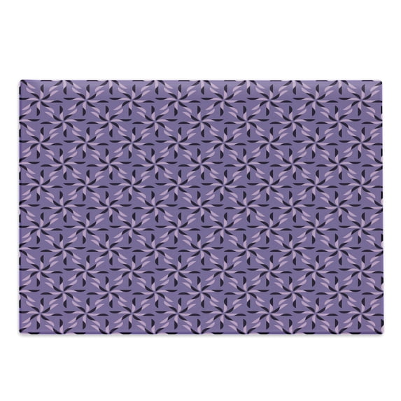 Geometric Cutting Board, Blossoming Flowers with Birth of Nature Season Theme Spring Summer, Decorative Tempered Glass Cutting and Serving Board, Large Size, Dark Purple Violet Lilac, by Ambesonne