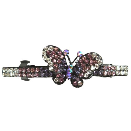 butterfly purple hair barrette french clip light