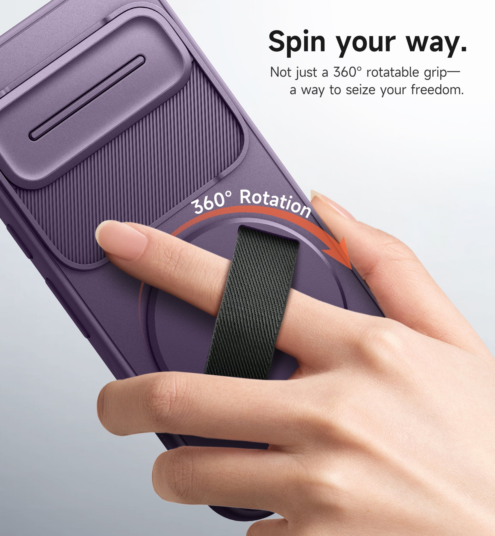 Suritch for Google Pixel 10 Pro XL Phone Case with 360° Rotatable Hand Strap Grip, Kickstand and Camera Cover, Rugged Shockproof Protective Cover, Purple