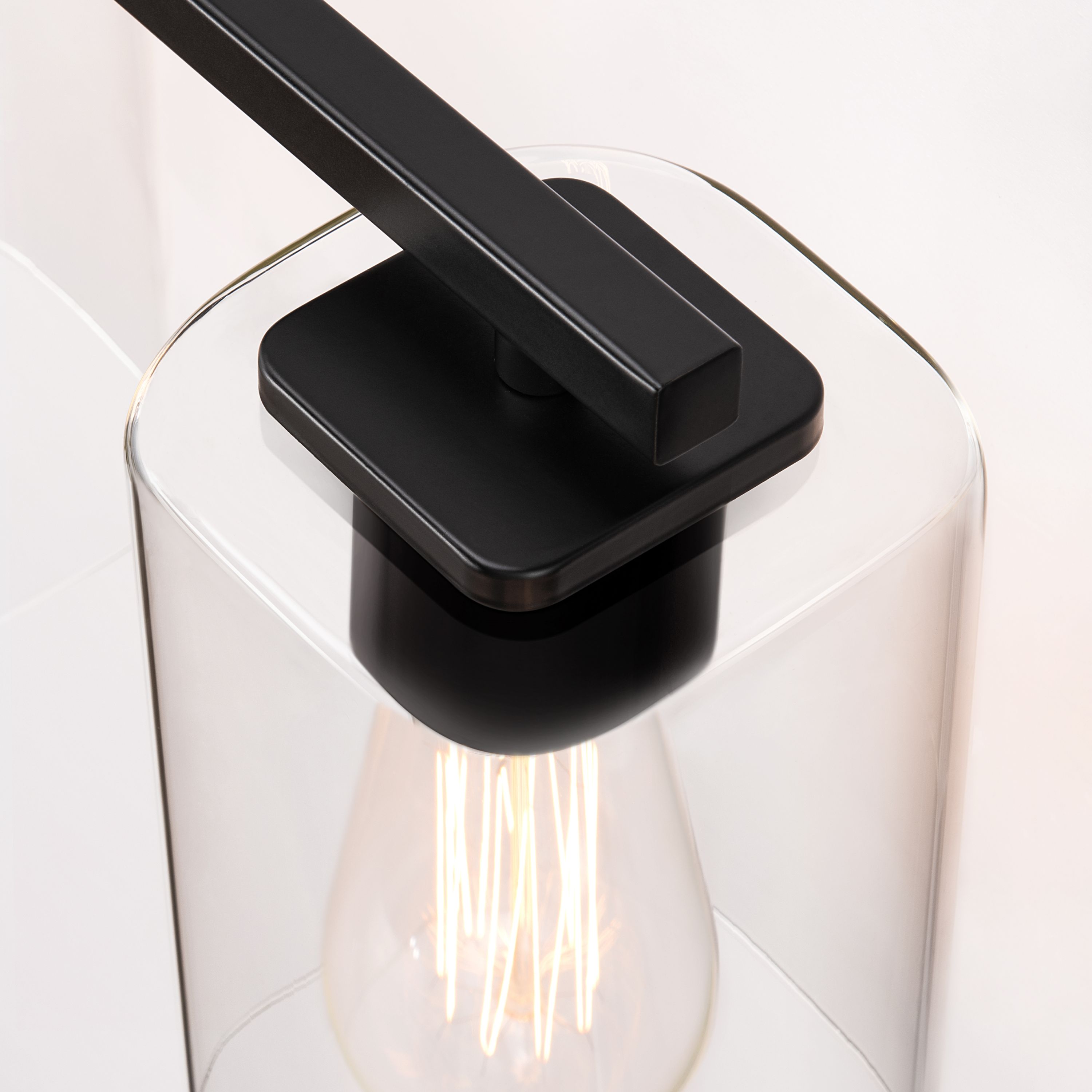 KAWOTI 3-Light Bathroom Light Fixtures Dimmable Vanity Light with Square Glass Shade