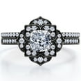 thumbnail image 1 of Pave-Channel Double Floral Cluster 1.75 Carat Cushion Cut Moissanite Pave Bridal Set In 18K Black Gold Plating Over Silver, 1 of 4