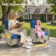 thumbnail image 6 of XIZZI 13-Piece Outdoor Furniture Patio Set with Fire Pit Table and Swivel Rocking Chair, Wicker Outdoor Sectional Sofa Conversation Set with Solar Coffee Table for Patio, Garden, Large Villa, Blue, 6 of 11