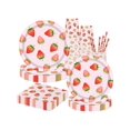 thumbnail image 1 of Strawberry Party Tableware Set,Strawberry Birthday Party Decoration,Summer Fruit Party Supplies Paper Plates Napkins Tablecloth Straws for 10 Guests P, 1 of 5