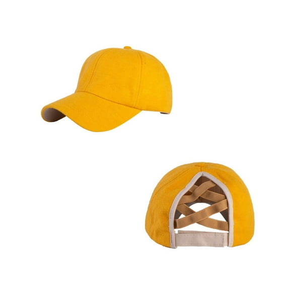 Fgnfyis Ponytail Baseball Cap Mesh Dad Hat For Women Adjustable Truck Driver Cap Casual Outdoor Sun Yellow A