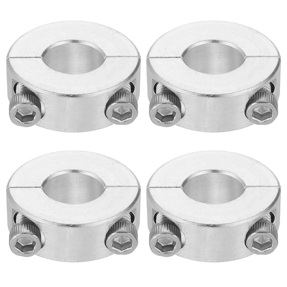 Uxcell 4 Pack Double Split Shaft Collar 1/2" Bore, Two-Piece Clamping Collar 1-1/8" OD, Clamp-On Set Screw Collars (2024 Aluminum)