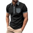 thumbnail image 2 of pstuiky camisetas de hombre, Camisa de manga corta con botones y bolsillo para hombre, con cuello abatible y bloques de color camisas casuales para hombre m, 2 of 3
