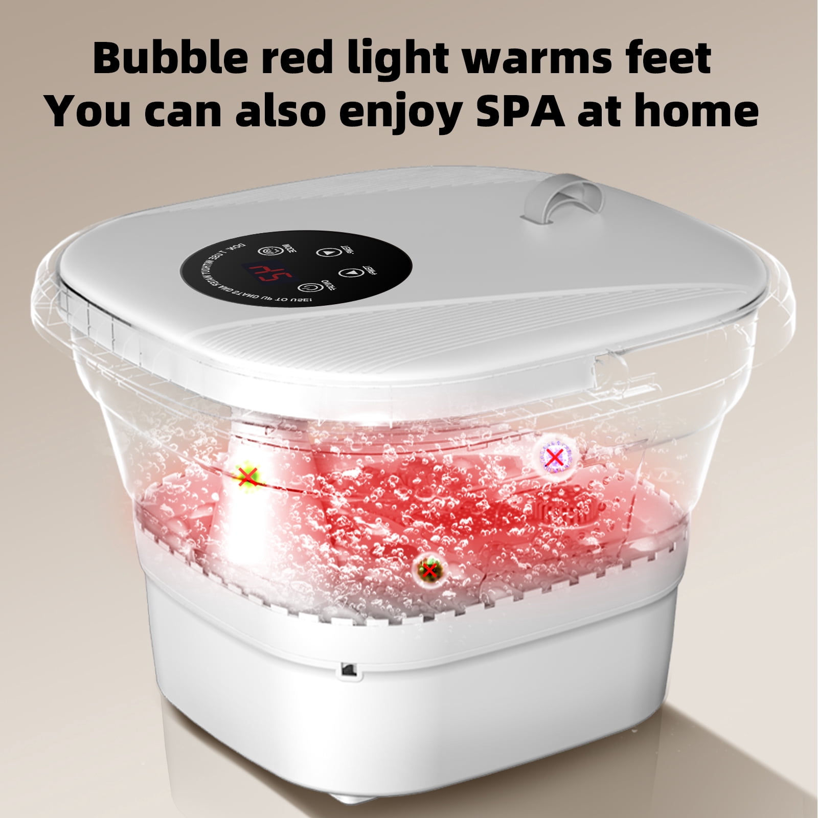 WERTYI Foot Spa Bath Massager with Heat, Bubbles and Red Light, 8 Massage Roller Pedicure, Foldable Portable Tub for Foot Soaker with Temperature Control, Gift For Mom/Dad/Women/Men