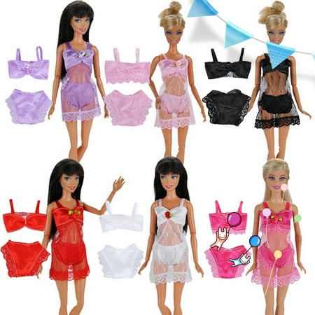 Doll Clothes Sexy Pajamas Lingerie Swimwear Lace Braces Skirt Bra Briefs Set for Dolls Doll Color:Multicolor