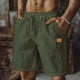 thumbnail image 1 of pstuiky Pantalones cortos de gimnasio para hombre, Pantalones cortos de playa de lino con cintura elástica y bolsillo de color liso para hombre Pantalones cortos cargo, 1 of 6