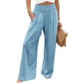 thumbnail image 6 of Linen Palazzo Pants for Women Casual,Women Linen Palazzo Pants Summer Casual Loose High Waist Wide Leg Long Lounge Pant Trousers with Pocket, 6 of 6