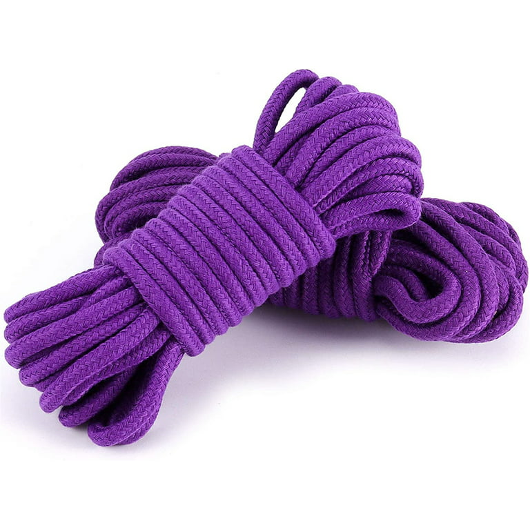 Super Soft 3 Strand Twisted Cotton Rope (Purple, 1/4 Inch x 10 Feet)