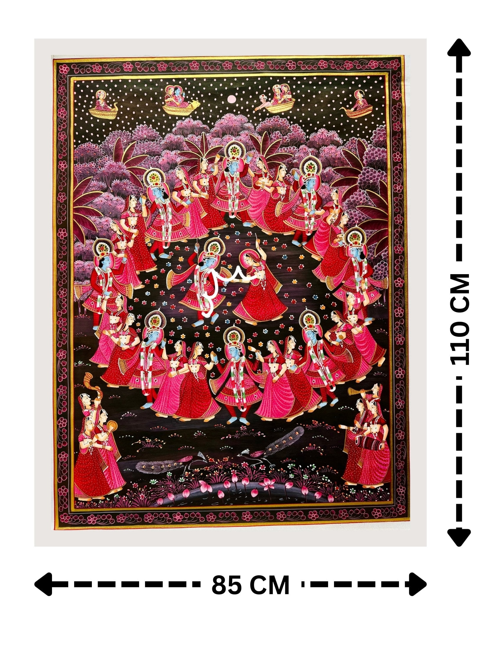 Handmade Cotton Painting of Raas Leela | Fabric Painting | Big Wall Art | Home Decor