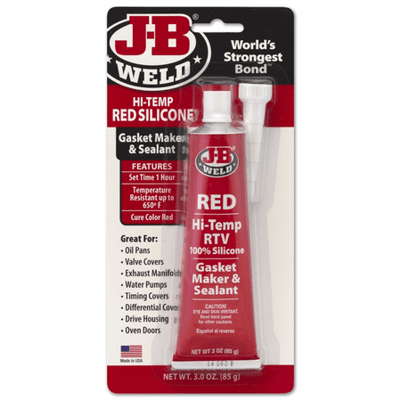 J-B Weld 31314 High Temperature RTV Silicone Gasket Maker and Sealant - Red - 3 oz.