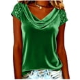 thumbnail image 1 of Camisas de Color Sólido para las Mujeres Plisado Estirable Puños Cuello en V Suéter de Manga Larga Blusa, Camisas de Manga Larga de las Mujeres, 1 of 5