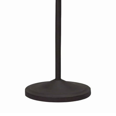 Benjara Metal Floor Lamp with Leaf Accent Body and Fabric Bell Shade,Black and Gray