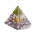 thumbnail image 2 of Orgonite Pyramid Resin Energy Generators Reiki Natural Amethyst Chips & Wire Wrapped Natural Peridot Tree of Life Inside for Home Office Desk Decoration 59.5x59.5x59.5mm, 2 of 3