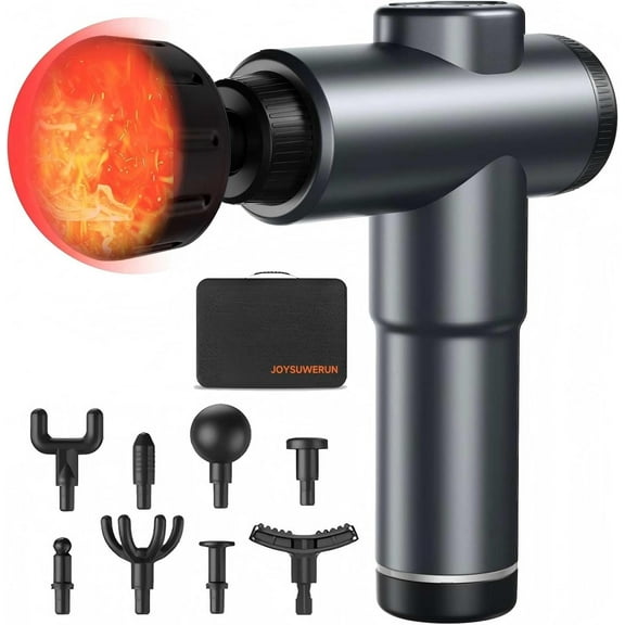 Massage Gun – Deep Tissue Muscle Massager for Pain Relief & Recovery, Massage Gun with Heat, 9 Massage Heads, Carrying Case, Handheld Electric Percussion Massager,