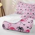 thumbnail image 4 of jejeloiu Pink Birds Flamingo Twin Quilt Set Kids,Hawaii Summer Holiday Twin Coverlet Set,2-Piece, 4 of 7