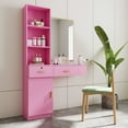 thumbnail image 4 of New Wall Mount Hair Styling Salon Equipment Set: Desk Salon Station with Multi-Layer Storage, 66.93 Inch Makeup Vanity Table with 2 Drawers & Large Cabinet, 4 of 8