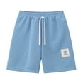 thumbnail image 3 of Gubotare Boys Shorts Athletic Toddler Baby Boy Girl Shorts Solid Color Cotton Casual Shorts Elastic Waist Jogger Shorts Pants (Blue,Size 4-5 Years), 3 of 4
