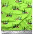 thumbnail image 1 of Soimoi Green polyester Crepe Fabric Tree & Forklift Truck Transport Fabric Prints By Yard 52 Inch Wide, 1 of 1