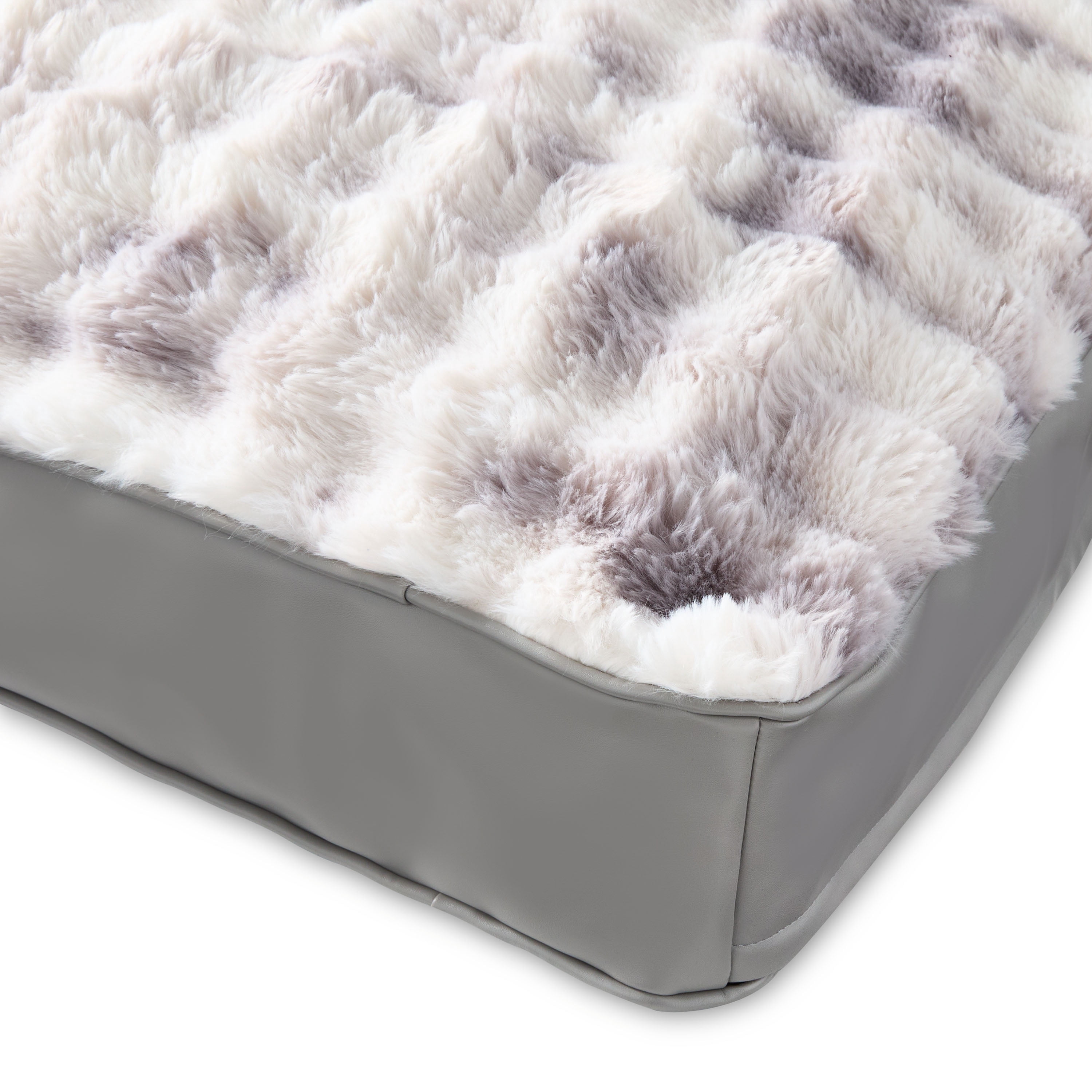 Vibrant Life Large Faux Leather Orthopedic Pet Bed, Black and White, 40" x 27"