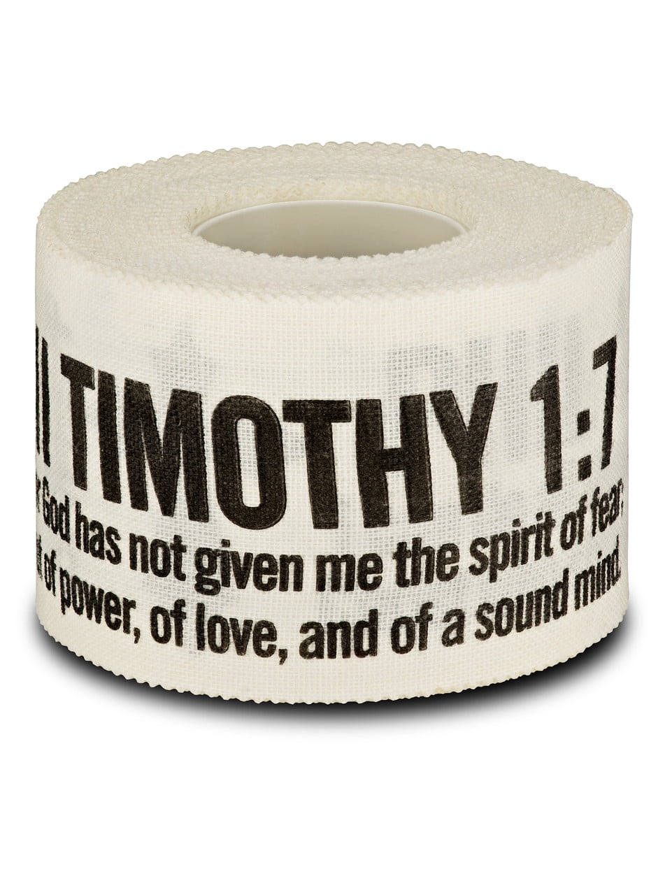 White Athletic Tape-II Timothy 1:7/Phil 4:13 in Black