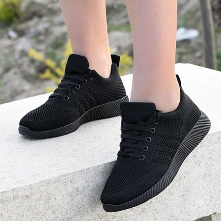 

ERTUTUYI Women s Shoes Flying Woven Casual Shoes Candy Color Student Running Shoes Black 36