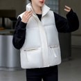 thumbnail image 2 of Gibobby gabardinas para mujer Chaqueta de moda sin mangas cálida con cuello levantado grueso de invierno para mujer, chamarra ligero de rendimiento de atlético y Y2K (Beige, XL), 2 of 4