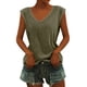 thumbnail image 1 of Playeras,Blusas y Tops,Ropa para Mujer Athletic camisetas sin mangas para las mujeres Camiseta de manga corta con cuello en V para mujer, informal, holgada, sin mangas (Brown, S), 1 of 4