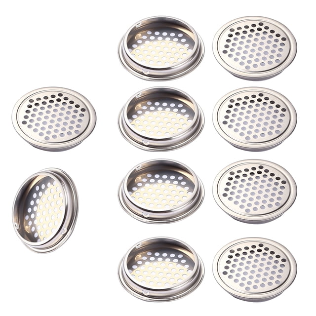 Whataatahia 5 rejillas de ventilación de acero inoxidable, rejilla de ventilación redonda plateada para cocina, baño, gabinete