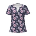 thumbnail image 3 of Naloa Flowers Print T-Shirts Short Sleeve V Neck Tees for Women Fashion Tops Trendy Lightweight Soft Casual Summer Outfits Clothes, 3 of 5
