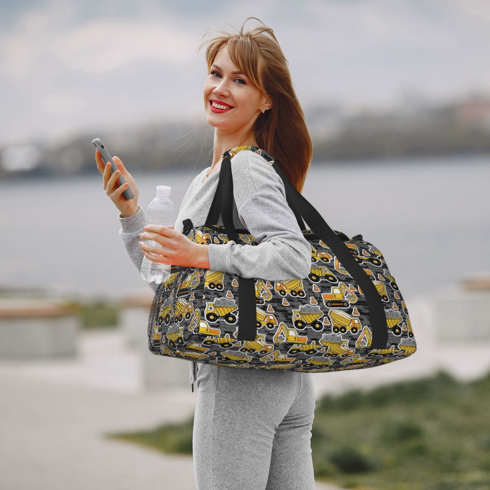 Fuzoiu Excavator At Work Print Travel Duffle Bag,Carry On Tote Bags,Duffel Bag,Sport Gym Bag, Hospital Bag for Labor and Delivery, Overnight Bag,Luggage Bag