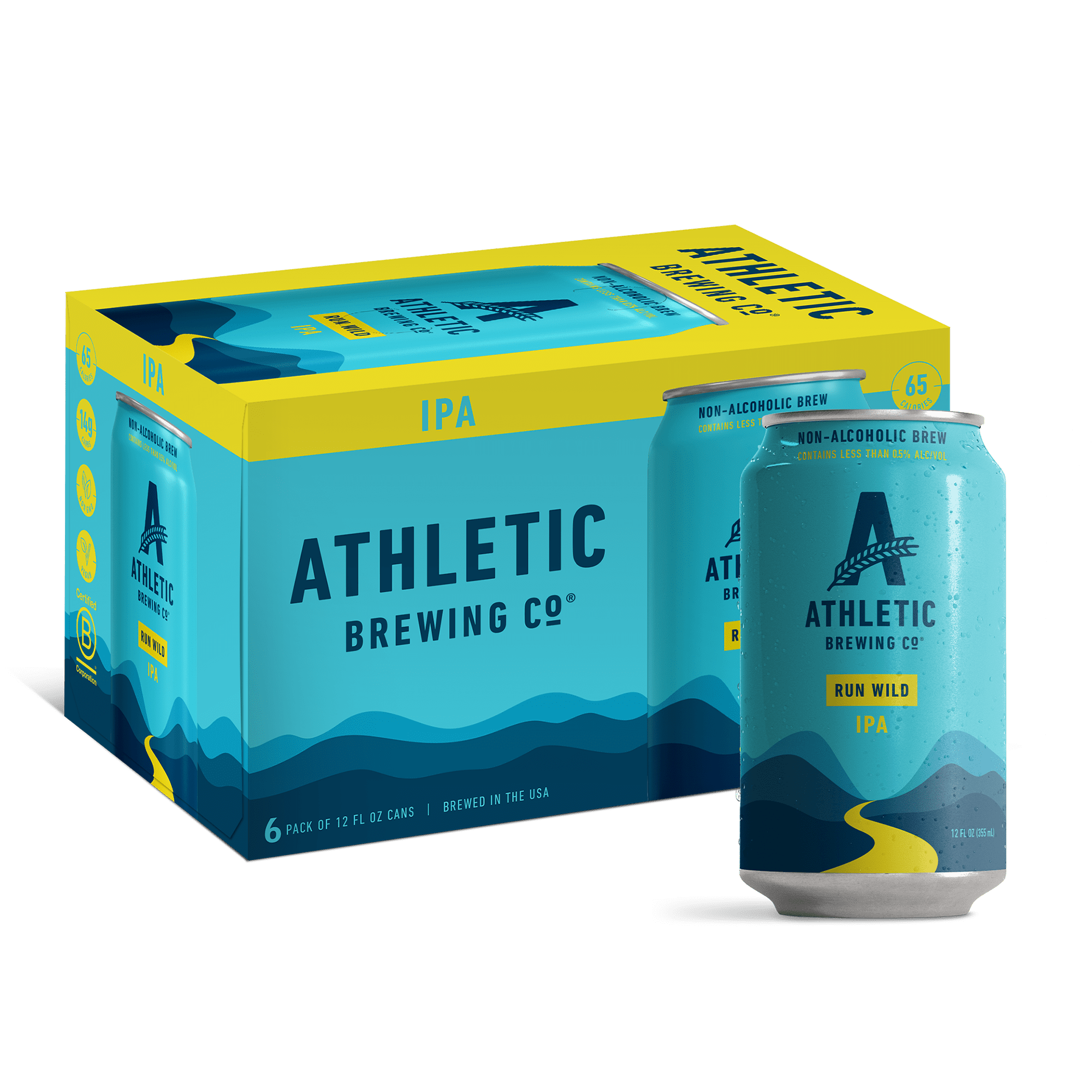 Athletic Brewing Company Run Wild IPA, Craft Non-Alcoholic Beer, 6 pack, 12 fl oz, <0.5% ABV