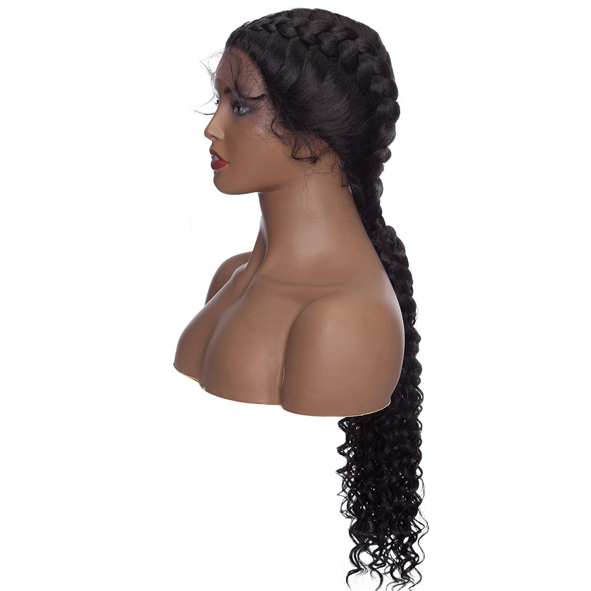 MsFenda 3pcs/lot with 2 Wig Combs Sew-in Black Color Lace Wig