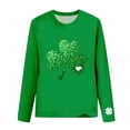 thumbnail image 4 of St. Patrick's Day T-Shirt for Women Glitter Shamrock Graphic Crewneck Long Sleeve Slim Fit Festive Top Saint Paddy's Day Party Celebration Clothes, 4 of 6