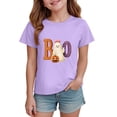 thumbnail image 2 of Ulanda Toddler Baby Girls Halloween T-Shirt Ghost Graphic Shirt Kids Cute Funny Spooky Season Short Sleeve Tees Top (Purple, 3-4 Years), 2 of 6