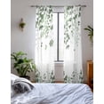 thumbnail image 3 of Sage Green Leaves Sheer Curtains 84 Inch Length 2 Panels Set for Living Room/Bedroom, Summer Botanical Kitchen Curtains with Grommet Semi-Sheer Curtains Drapes Voile Window Treatments 42"x84"x2, 3 of 7