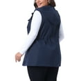 thumbnail image 4 of DARING DIVA Women's Plus Size Vest Sleeveless Anorak Cargo Drawstring Jacket 3X Navy Blue, 4 of 6