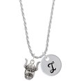 thumbnail image 1 of Delight Jewelry Silvertone Large Viking - Mascot Silvertone Script Initial Disc - I - Charm Necklace, 20"+3", 1 of 4