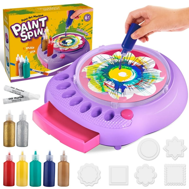Art Craft Set Paint Spin Art Machine para niños de 4 a 8 años, color morado