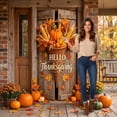 thumbnail image 4 of 72 x 35 Inch Happy Thanksgiving Banner Door Cover, Fall Harvest Themed Porch Sign, Large Front Door Wall Backdrop for Indoor Outdoor Party Decorations and Photo Booth Props, #05, 4 of 6