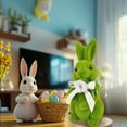 thumbnail image 4 of Jilteok 1PC Easter Bunny Ornament Artificial Green Moss Flocked Bunny Standing Sculpture Garden Holiday Decorations Party Gifts Favors Table Home Decoration, 4 of 9